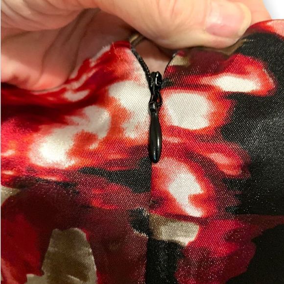 London Style Black Red Floral Sleeveless Dress 8P (K-023) - Picture 6 of 7